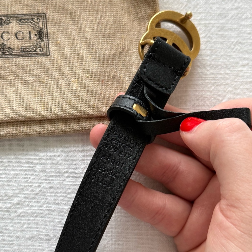 Gucci GG Marmont Thin Belt black leather❤️ - Picture 5 of 8